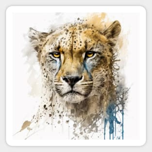 Cheetah Portrait Animal Painting Wildlife Outdoors Adventure Sticker